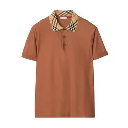 Áo Polo Nam Burberry Check Collar Cotton Inn Ginger Brown - 8118948 Màu Nâu Size S