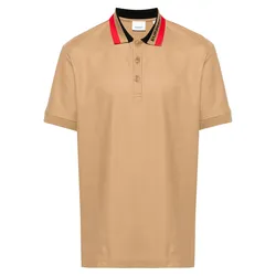Áo Polo Nam Burberry Contrasting Collar Cotton Shirt Màu Nâu Camel Size S