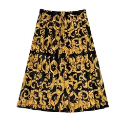 Chân Váy Nữ Versace Heritage Barocco-print Silk In Black/Gold 1010285 1A13934 5B000 Màu Vàng Đen Size 38
