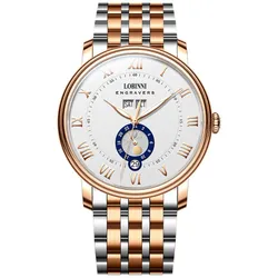 Đồng Hồ Nam Lobinni LB11025G-T1 Màu Bạc Phối Vàng Hồng