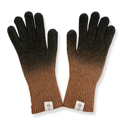 Găng Tay Lululemon Len Dệt Kim Chuyển Màu Caramel Gradient Màu Nâu Đen