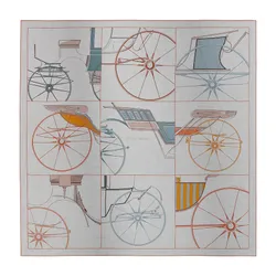 Khăn Choàng Nữ Hermès A Toute Berline ! Shawl 140 Màu Xanh Nhạt