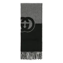 Khăn Quàng Cổ Gucci GG Wool Scarf Màu Xám Đen