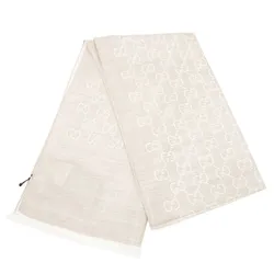 Khăn Quàng Cổ Unisex Gucci Wool Silk Scarf 165903 3G646 9500 Màu Be