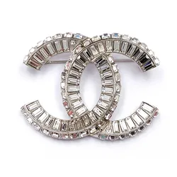 Khuyên Tai Nữ Chanel Classic Silver CC Baguette Crystal Brooch AB5233-00836 Màu Bạc