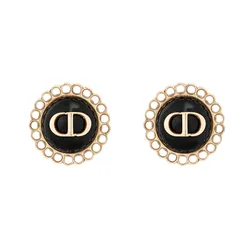 Khuyên Tai Nữ Dior Petit CD Baroque Stud Earrings E1835PTCVE_D307 Màu Vàng Gold/Đen