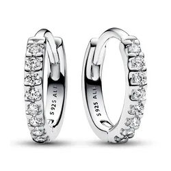 Khuyên Tai Nữ Pandora Sparkling Huggie Hoop Earrings Sterling Silver 293015C01 Màu Bạc Trắng
