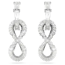 Khuyên Tai Nữ Swarovski Hyperbola Drop Earrings Infinity, White, Rhodium Plated 5679793 Màu Bạc