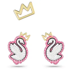 Khuyên Tai Nữ Swarovski Pop Swan Stud Earrings Swan Pink Gold-Tone Plated 5649197 Màu Hồng Trắng