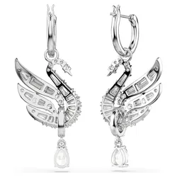 Khuyên Tai Nữ Swarovski Swan Earrings Swan, White, Rhodium Plated 5723388 Màu Bạc Sang Trọng