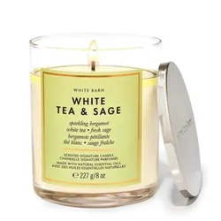 Nến Thơm Bath & Body Works White Tea & Sage Signature Single Wick Candle 227g