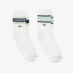 Set 2 Đôi Tất Unisex Lacoste 2-Pack Ribbed Cotton Socks RA9304-51-7II Màu Xanh Trắng Size 39-42