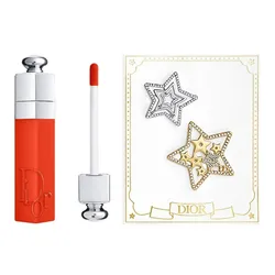 Set Son Kem Dior Addict Lip Tint 561 Natural Poppy Màu Đỏ Cam Và Kẹp Tóc Gold And Silver Star Hair Clips