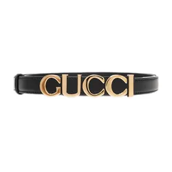 Thắt Lưng Nữ Gucci Gucci Buckle Thin 20mm In Black Leather With Gold 751600 0YA0G 1000 Màu Đen Size 75