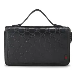 Túi Cầm Tay Nữ Gucci Ssima Leather Travel Wallet Màu Đen
