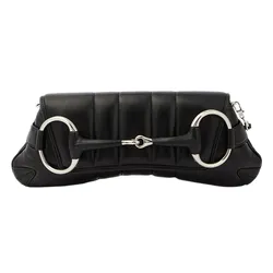 Túi Đeo Vai Nữ Gucci Horsebit Chain Medium Leather Shoulder Bag Màu Đen