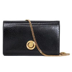Túi Đeo Vai Nữ Versace Women's Medusa Mini Chain Shoulder Bag In Python Embossed Leather Black Màu Đen