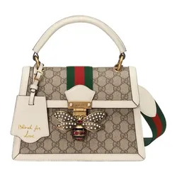 Túi Xách Tay Nữ Gucci Queen Margaret Leather Handbag Màu Trắng