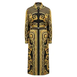 Váy Liền Versace Silk Baroque Yellow Printed One Piece Mid-Length 1016413 1A11528 5BC60 Màu Vàng Họa Tiết Size 36