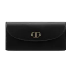 Ví Nữ Dior 30 Montaigne Avenue Violet Wallet In Box Calfskin With Tonal Enamel CD Signature Black Màu Đen