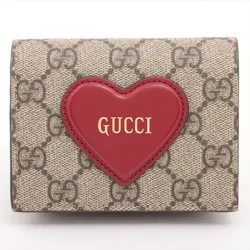 Ví Nữ&nbsp;Gucci GG Supreme PVC Leather Compact Wallet Brown Red 648848 Màu Nâu Đỏ