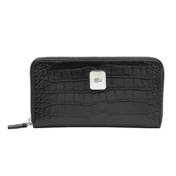 Ví Nữ Lacoste Amelia Large Zippered Embossed Leather Wallet NF3590TU - BLK Màu Đen