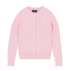 Áo Cardigan Nữ Ralph Lauren Mini-Cable Knit Big Kid In Light Pink 313543047010 Màu Hồng Size XL