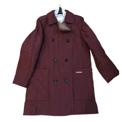 Áo Khoác Dáng Dài Nữ Burberry Jacket 3/4 Length Màu Đỏ Burgundy Size S