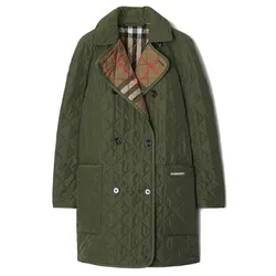 Áo Khoác Dáng Dài Nữ Burberry Quilted Coat 80928851 Màu Xanh Olive Size S