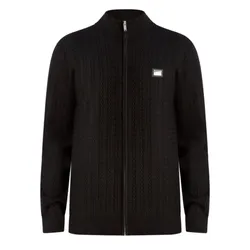 Áo Khoác Len Nam Karl Lagerfeld Men's Full Zip Cable Knit Sweater S4394 - BLK Màu Đen Size S