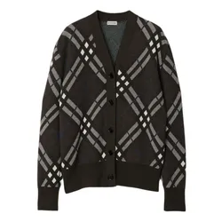 Áo Khoác Nữ Burberry Checked Wool V-Neck Buttoned Cardigan Mutilcolor - 80934931 Màu Đen Kẻ Size S