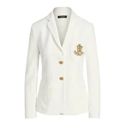 Áo Khoác Nữ Ralph Lauren Waisted Blazer White With Logo Gold Embroidered 200797305001 Màu Trắng Size M