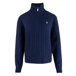 Áo Len Nam Ralph Lauren With Pony Logo Half-Zip Cable Knit Sweater In Navy 211956675003 Màu Xanh Navy Size S