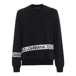 Áo Nỉ Sweater Nam Dolce & Gabbana D&G Logo Lettering Band Cotton Sweatshirt G9JV8T Màu Đen Size 48