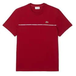 Áo Phông Nam Lacoste Trim Cotton Jersey TShirt TH9842 476 Bordeaux Màu Đỏ Đô Size 3