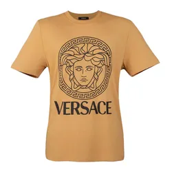 Áo Phông Nam Versace With Logo Medusa Printed In Light Brown 1011861 1A16047 2K500 Tshirt Màu Nâu Size M