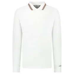 Áo Polo Dài Tay Nam Burberry 'Hartford' Striped Check Long Sleeve Polo White 81118151005 Màu Trắng Size S