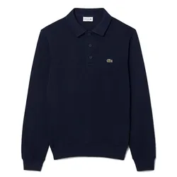 Áo Polo Dài Tay Nam Lacoste Ribbed Cotton Collar Sweatshirt SH5781 - 166 Màu Xanh Navy Size 4