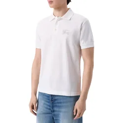 Áo Polo Nam Burberry Metallic EKD Cotton Chalk White Logo Embroidered 8119009 Màu Trắng Size S