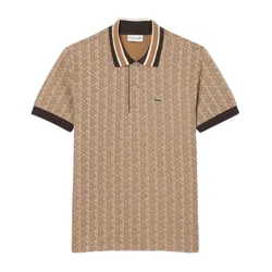 Áo Polo Nam Lacoste Men's Classic Fit Contrast Collar Monogram DH1417 6IR Màu Be Size 5