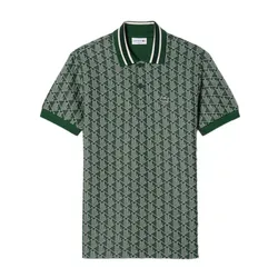 Áo Polo Nam Lacoste Men's Classic Fit Contrast Collar Monogram DH1417 D1R Màu Xanh Lá Size 4