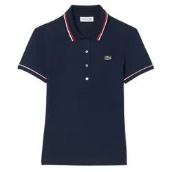 Áo Polo Nữ Lacoste Women's L.12.D Slim Fit Trim Detail DF5284_DB3 Màu Xanh Navy Size 34