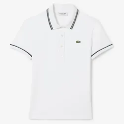 Áo Polo Nữ Lacoste Women's L.12.D Slim Fit Trim Detail DF5284_FMB Màu Trắng Size 34