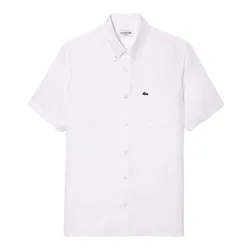 Áo Sơ Mi Cộc Tay Nam Lacoste Men's Short Sleeved Linen Shirt CH5699 001 Màu Trắng Size 38