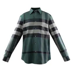 Áo Sơ Mi Nam Burberry Claverdon Check Long-Sleeve Shirt In Green 81121081 Màu Xanh Đen Size XS