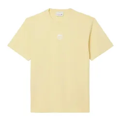 Áo Thun Lacoste Unisex Signature Print Cotton T-Shirt TH2739 361 Màu Vàng Size 3
