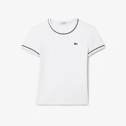 Áo Thun Nữ Lacoste Contrast Trim Jersey T-Shirt TF5289_FMB Màu Trắng Size 34