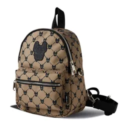 Balo Lifework Korea Patch Zip Closure Backpack Mini Pattern Beige LW235BG301 Màu Be Họa Tiết