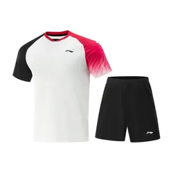 Bộ Quần Áo Cộc Tay/Pickleball Pickleball Li-Ning P-AATV069-2V Màu Trắng Đen Size XS