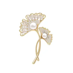 Cài Áo Nữ Meri Autumn Ginkgo BR960 Màu Trắng - Vàng